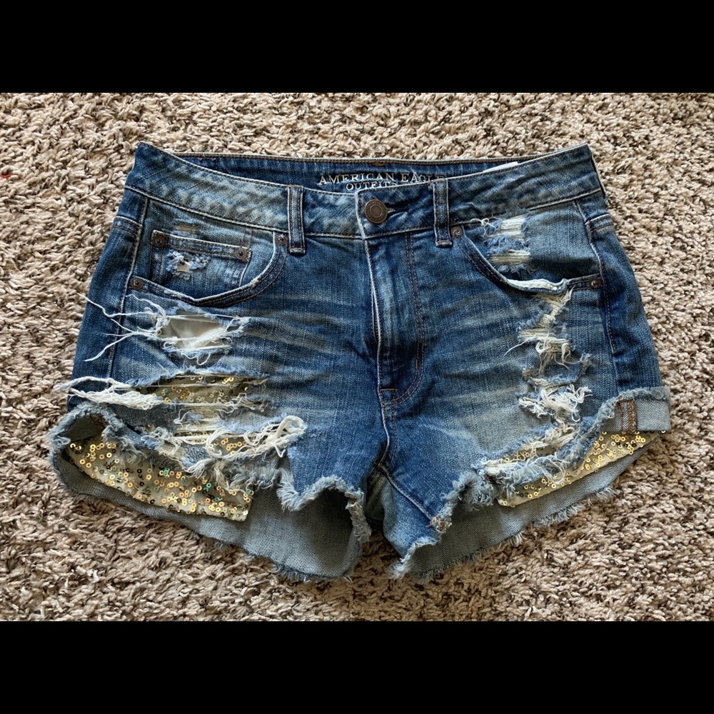 American Eagle High festival Gold pocket shorts 8